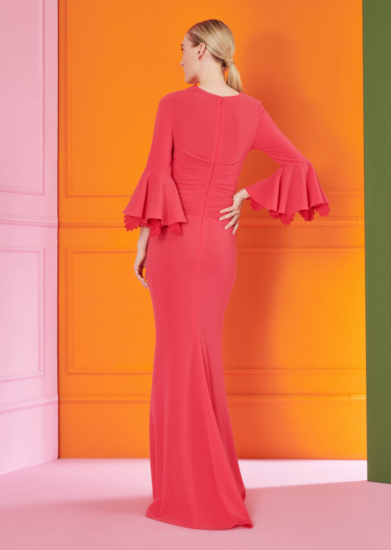 Pink, Green and Orange Chiffon Dress Material